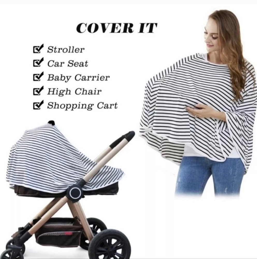 Kefee Kol Black and White Striped Multi-Use Cover